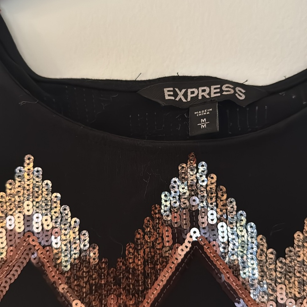 Express Sequin Aztec Dress - Gold/Bronze/Black - Picture 3 of 4